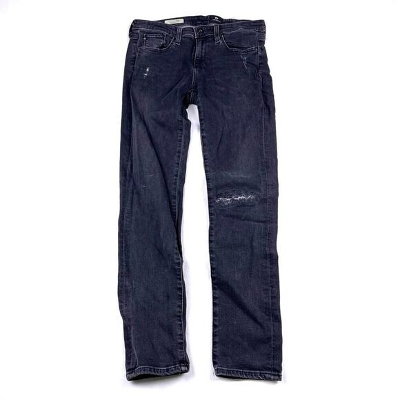 AG Adriano Goldschmied The Stevie Ankle Black Distressed Denim Jeans - Picture 3 of 5
